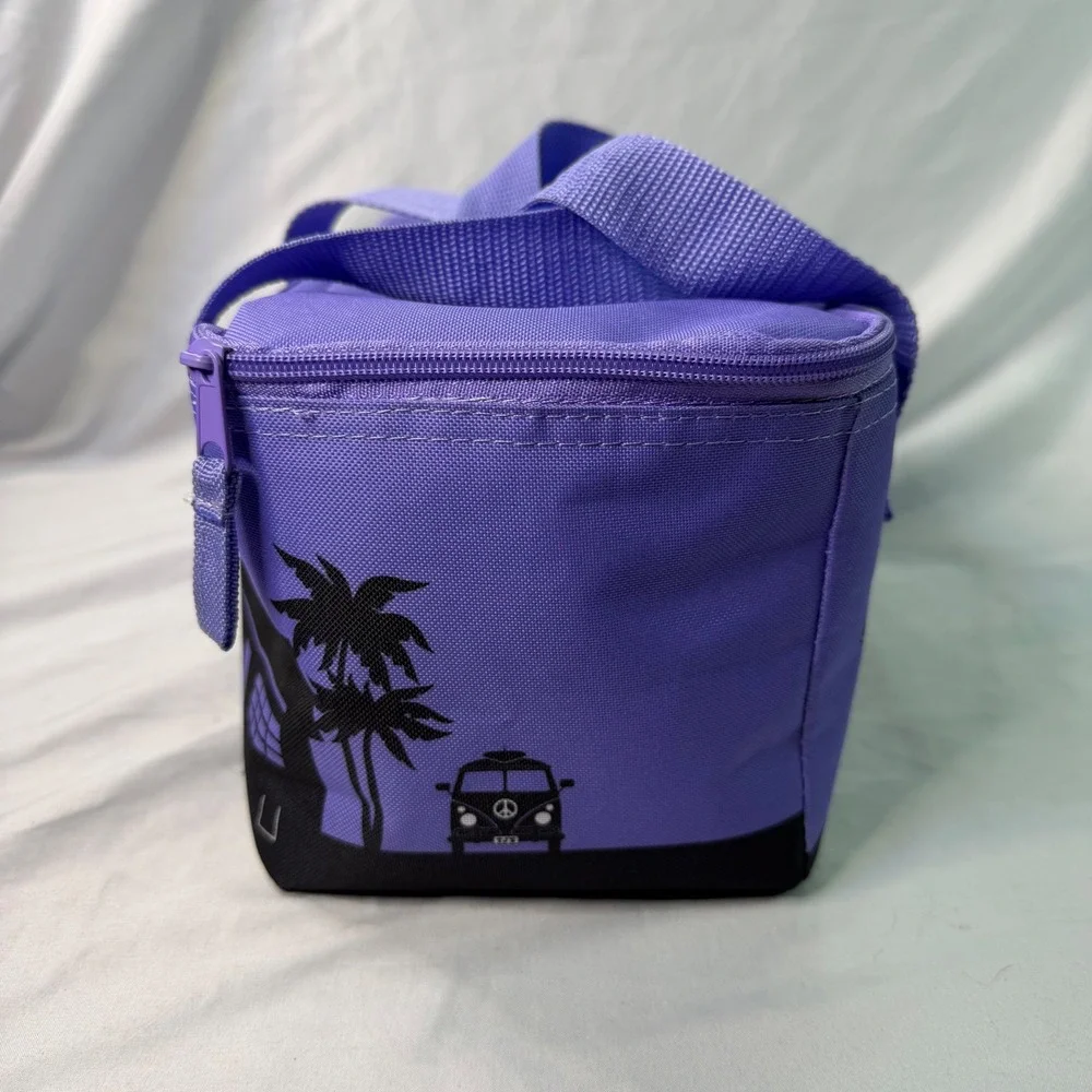 Trader Joes Mini Insulated Cooler Bag Purple Pasadena 1st Store Graphic Tote